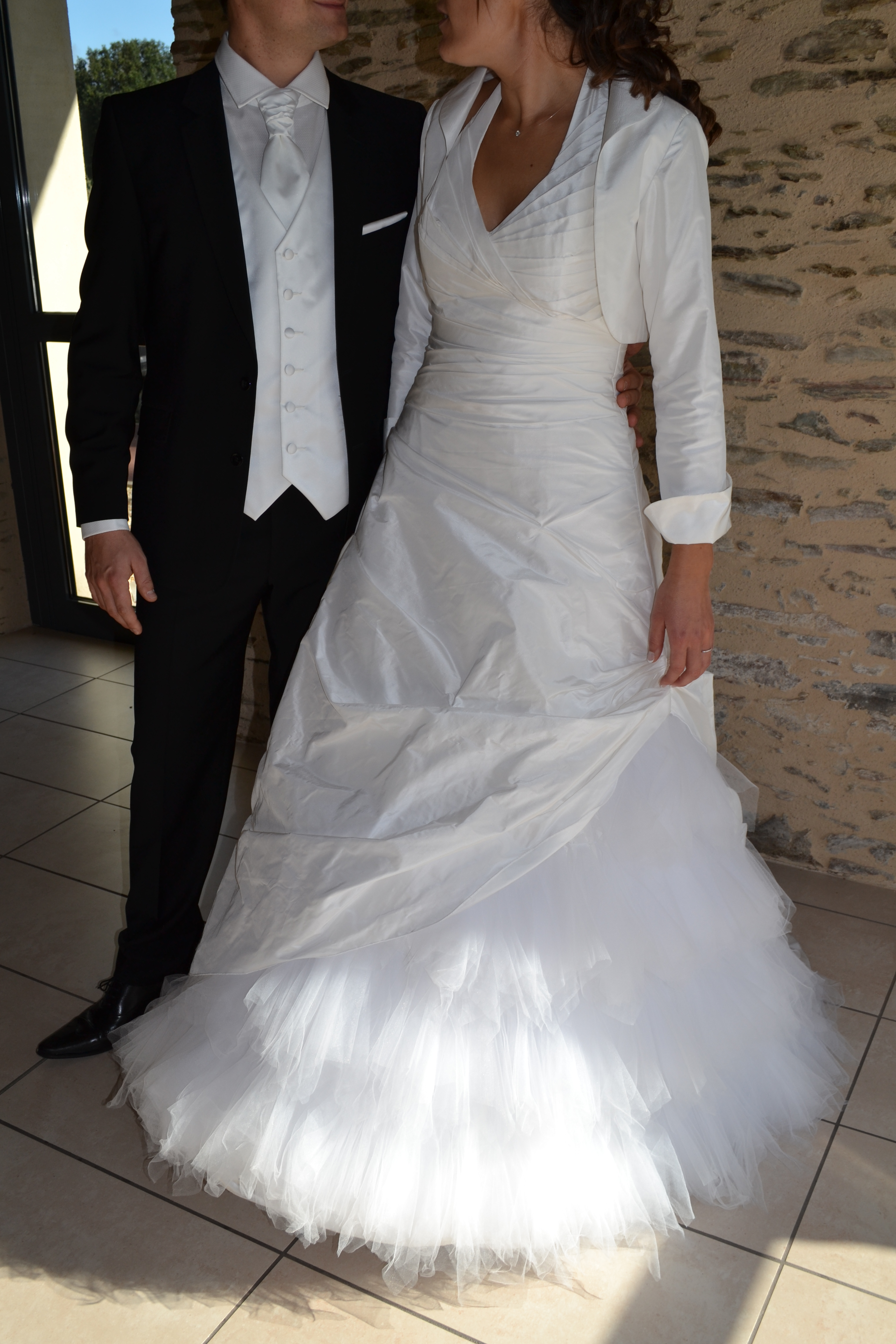 Robe de mariée en taffetas de soie et tulle