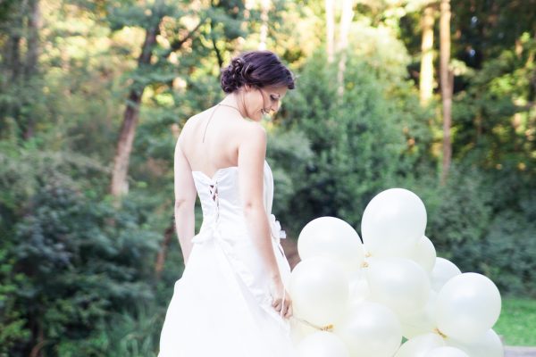 Robe de mariée bustier plissé satin jupe tulle