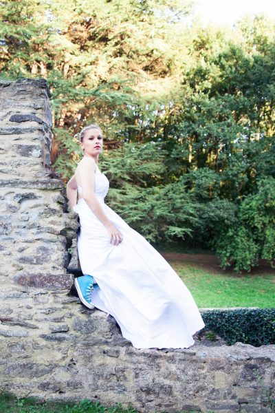 Robe de mariée dos nu satin et dentelle