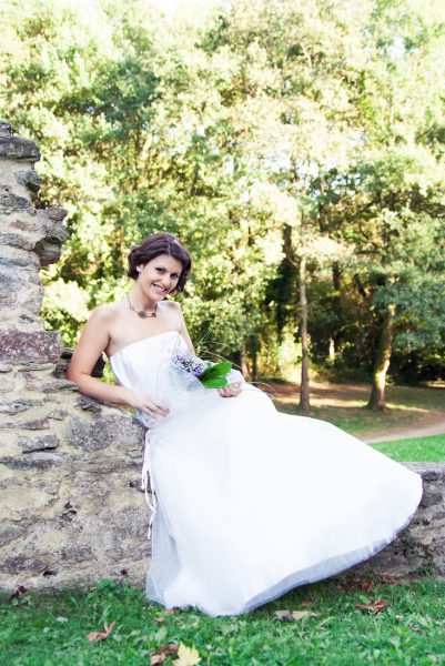 Robe de mariée bustier plissé satin jupe tulle