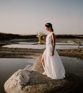 top et jupe mariée dentelle dos ouvert