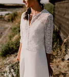Veste mariée dentelle graphique manche