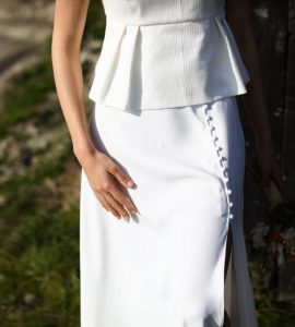 Jupe et top mariée bohème fente jupe boutons