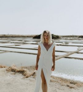 Robe de mariée cache coeur dentelle fente