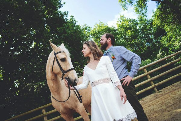 Inspiration mariage équestre cheval robe de mariée