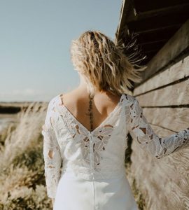 Top de mariée brodé feuilles