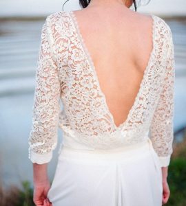top mariée flou fluide décolleté dos dentelle