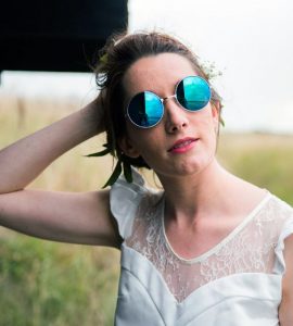 top mariage dentelle manches froncées