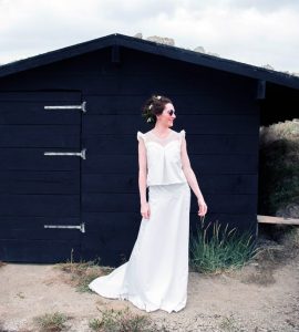 top mariage plis jupe portefeuille évasée